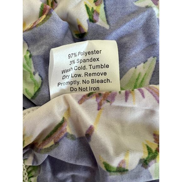 NWT FACTORIES CONNECTION BLUE FLORAL POLY SPANDEX COLD SHOULDER SUN DRESS XL-XXL - Picture 10 of 10
